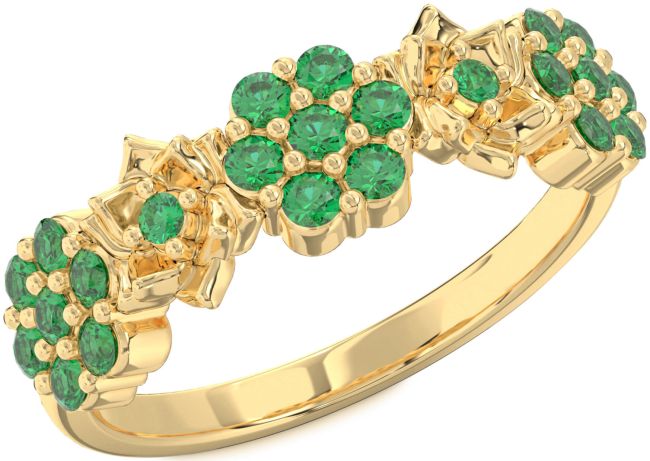 Emerald Gold Flower Ring