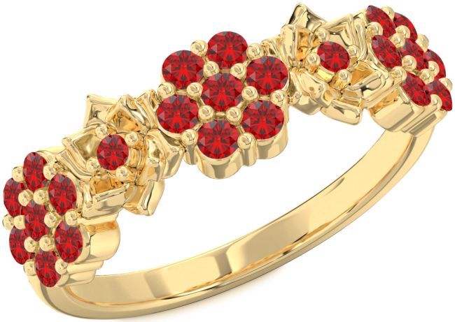 Ruby Gold Flower Ring