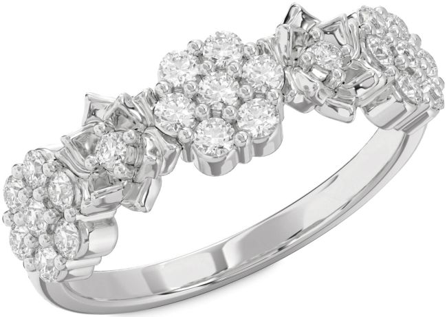 Diamond Silver Flower Ring