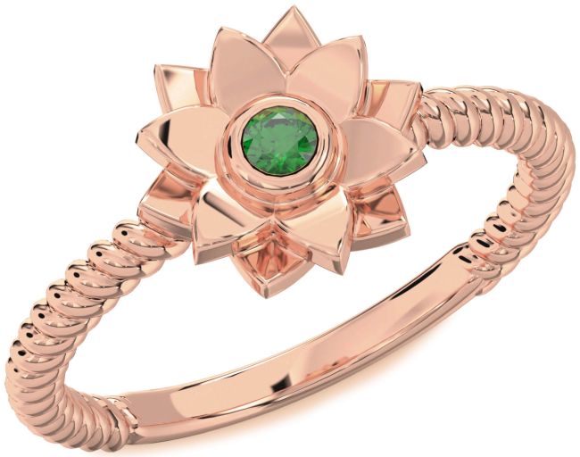 Emerald Rose Gold Flower Ring