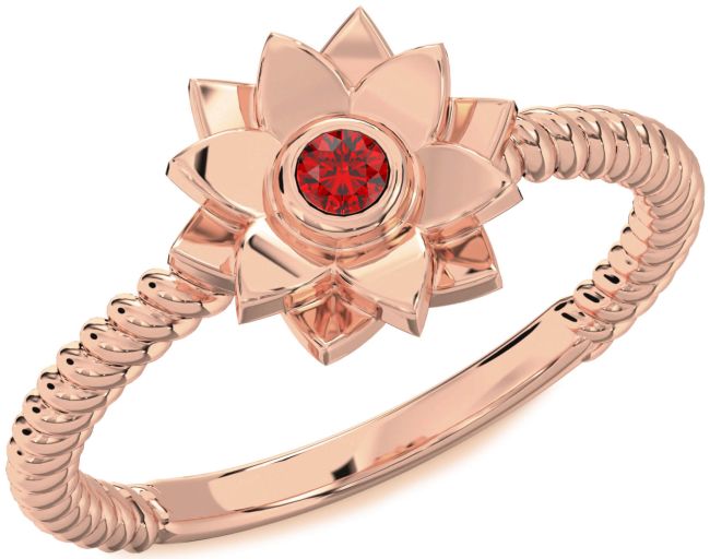 Ruby Rose Gold Silver Flower Ring