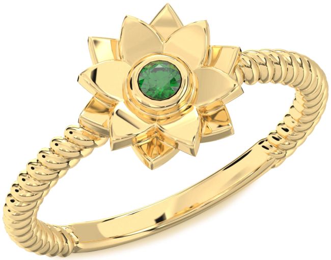 Emerald Gold Flower Ring