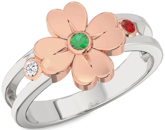 Platinum & Rose Gold Flower Ring
