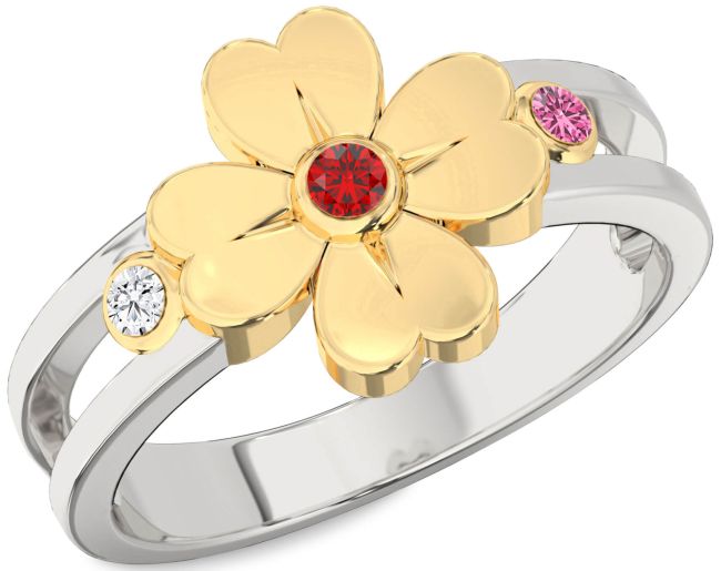 Gold Silver Flower Ring