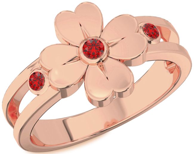 Ruby Rose Gold Silver Flower Ring