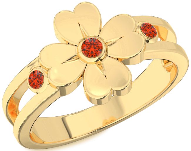 Fire Opal Gold Flower Ring