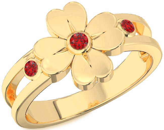 Ruby Gold Flower Ring