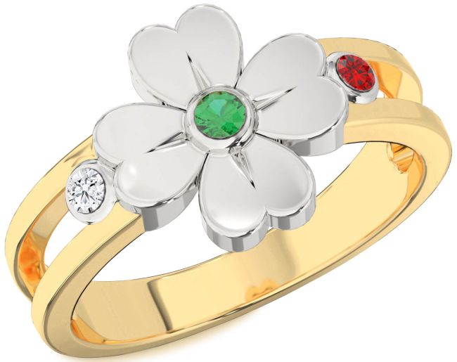 Platinum & Yellow Gold Flower Ring