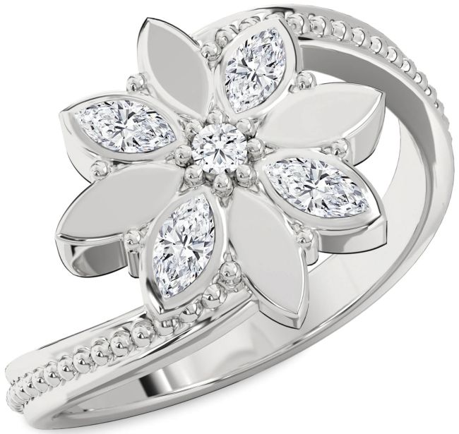 Diamond Platinum Flower Ring