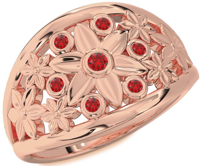 Ruby Rose Gold Flower Ring