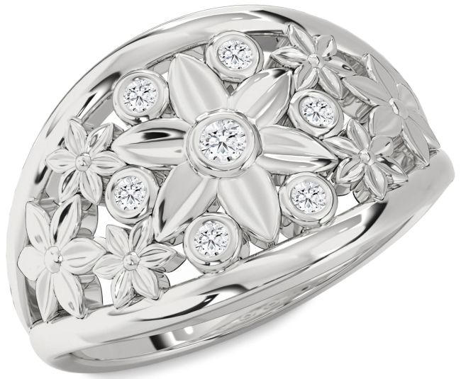 Diamond White Gold Flower Ring