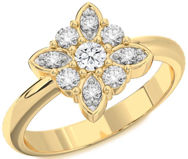 Diamond Gold Flower Ring