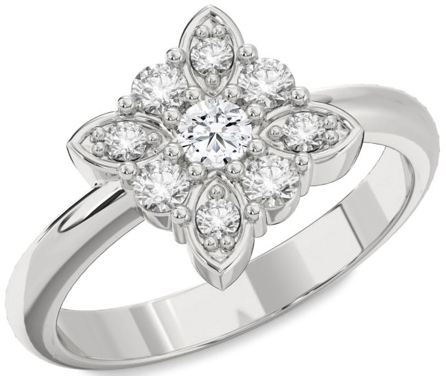 Diamond Platinum Flower Ring