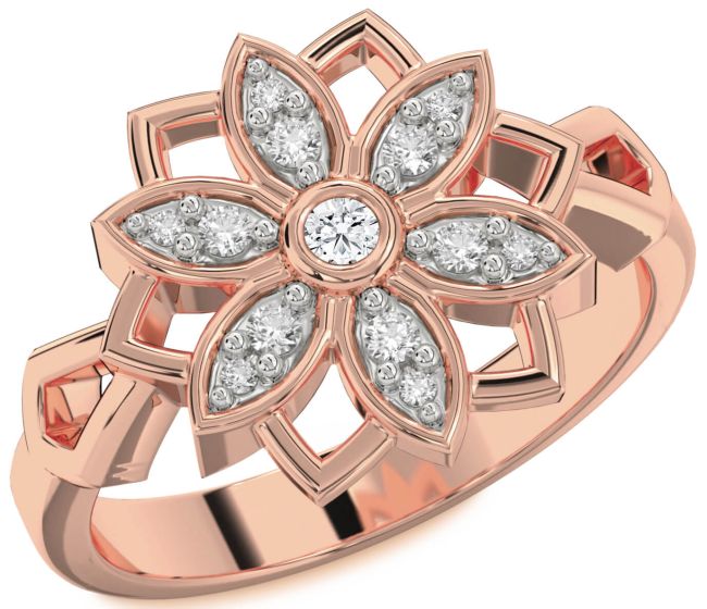 Diamond Rose Gold Flower Ring