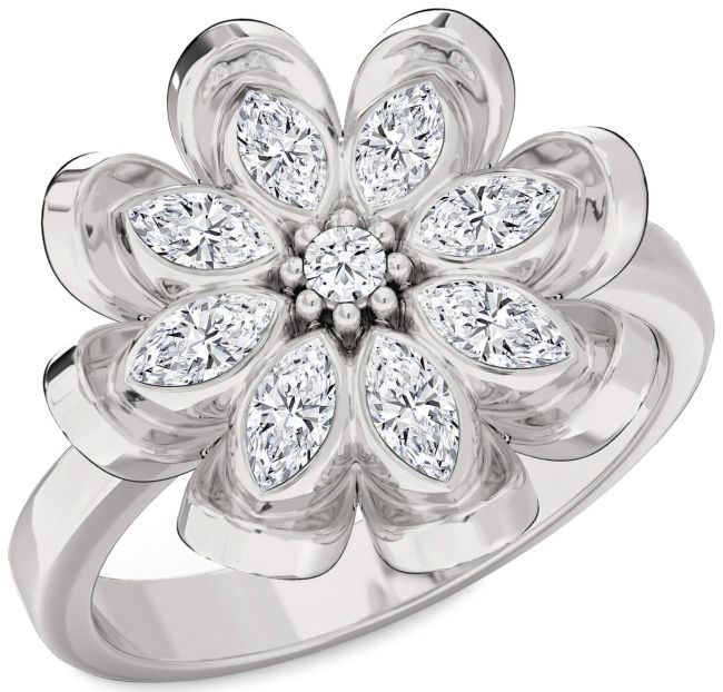 Diamond White Gold Flower Ring