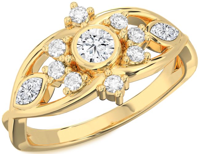 Diamond Gold Round Engagement Ring