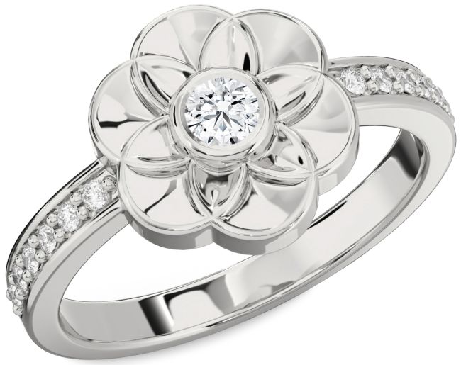 Diamond Platinum Round Promise Ring
