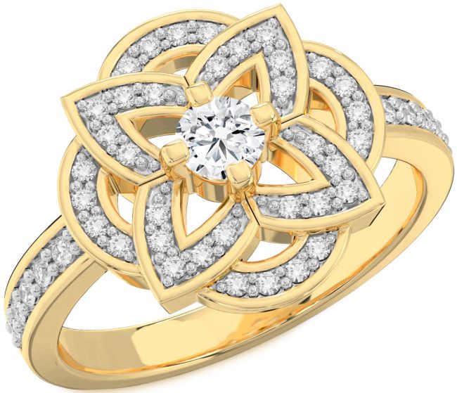 Diamond Gold Flower Ring