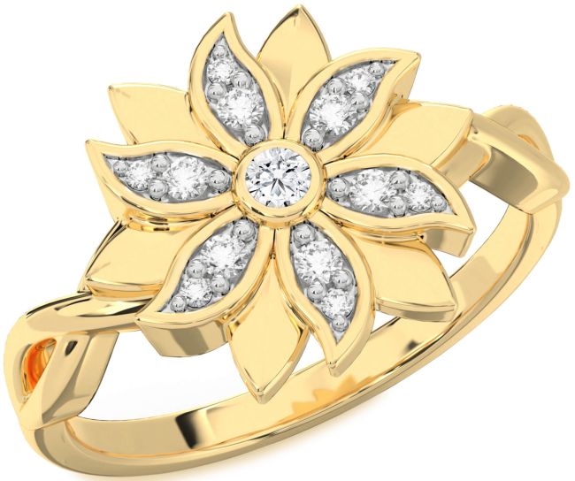 Diamond Gold Flower Ring