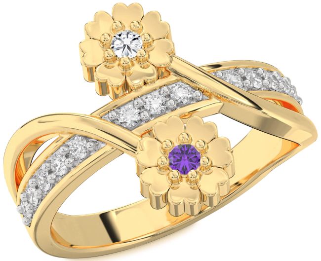 Diamond Gold Flower Ring