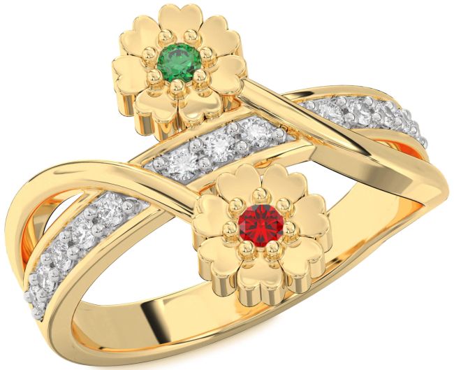 Diamond Gold Flower Ring