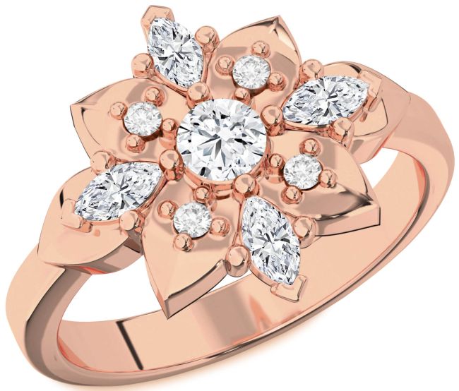 Diamond Rose Gold Flower Ring