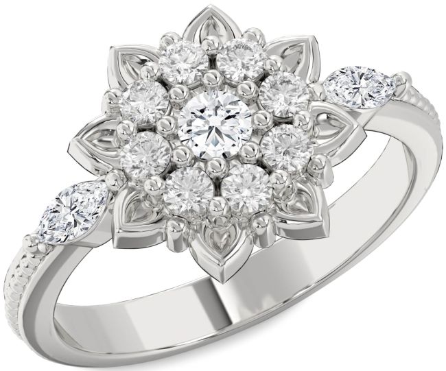 Diamond White Gold Flower Ring