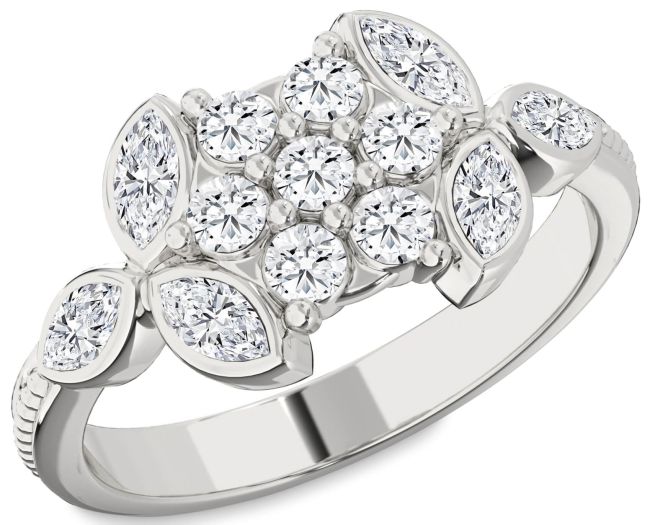 Diamond Platinum Flower Ring