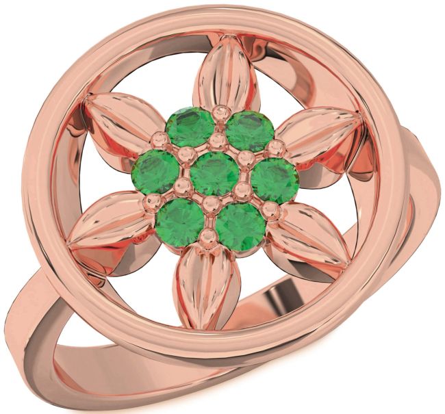 Emerald Rose Gold Flower Ring