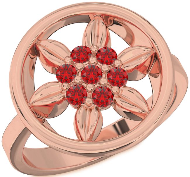 Ruby Rose Gold Flower Ring