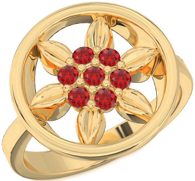 Ruby Gold Flower Ring