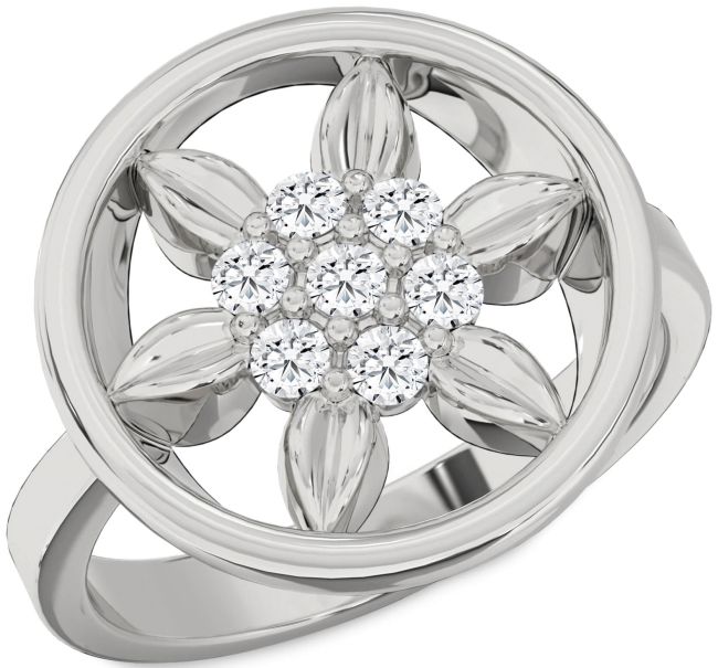 Diamond White Gold Flower Ring