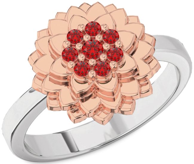 Ruby Platinum & Rose Gold Flower Ring