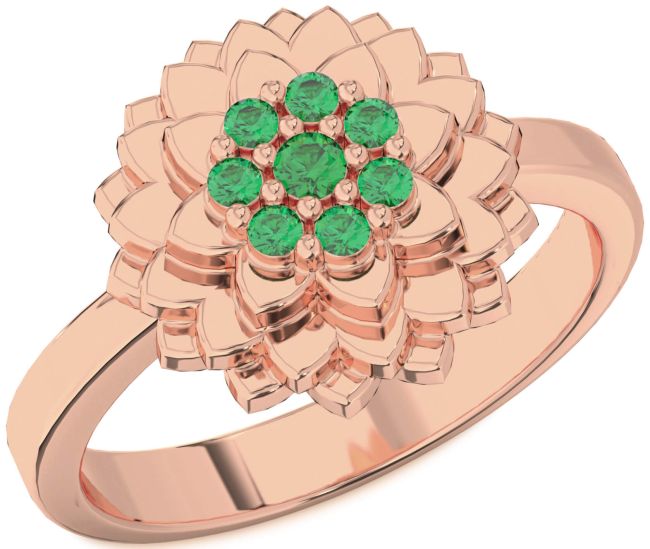 Emerald Rose Gold Flower Ring