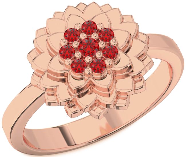 Ruby Rose Gold Flower Ring