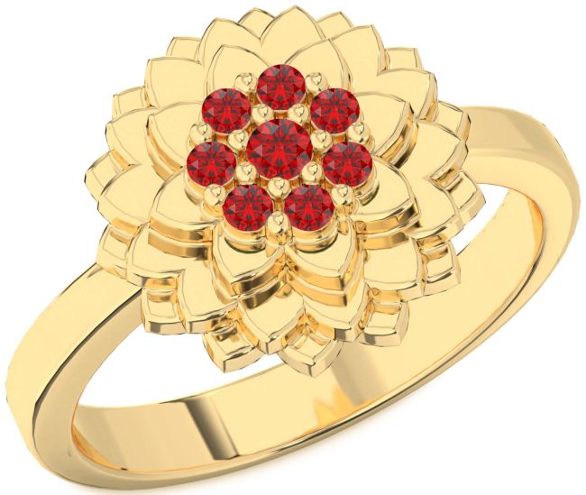 Ruby Gold Flower Ring