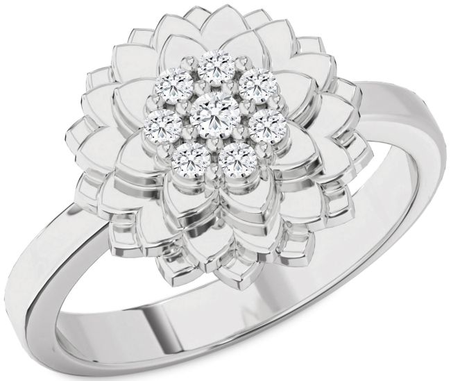 Diamond White Gold Flower Ring
