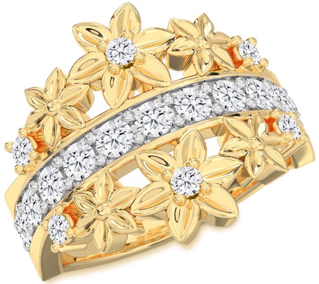 Diamond Gold Flower Ring