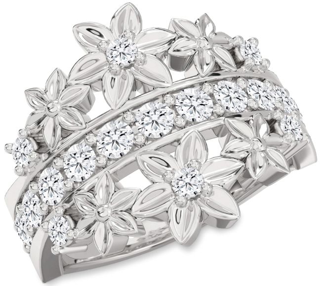 Diamond White Gold Flower Ring