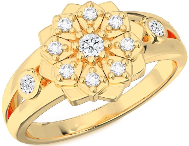 Diamond Gold Flower Ring