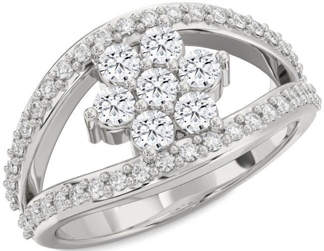 Diamond Silver Flower Ring