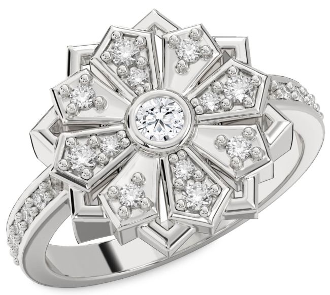Diamond White Gold Flower Ring
