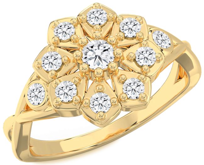 Diamond Gold Flower Ring