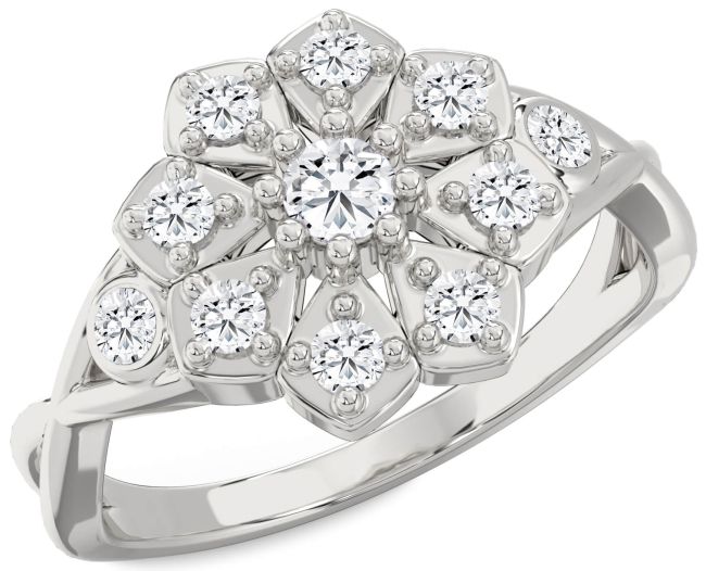 Diamond Platinum Flower Ring