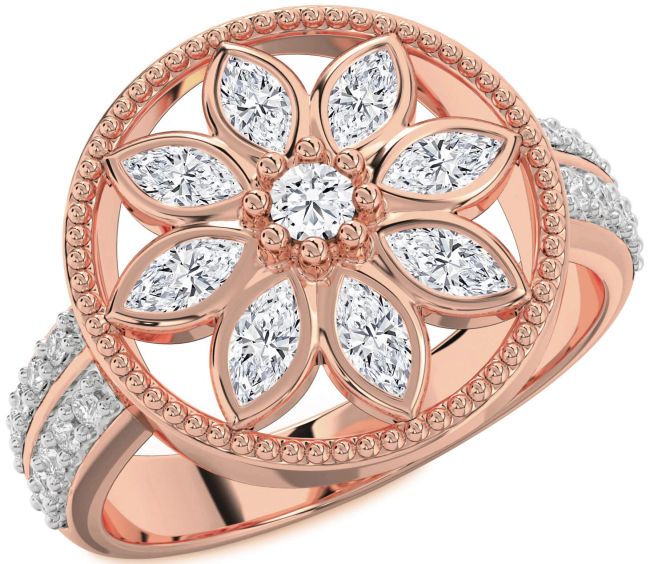 Diamond Rose Gold Flower Ring