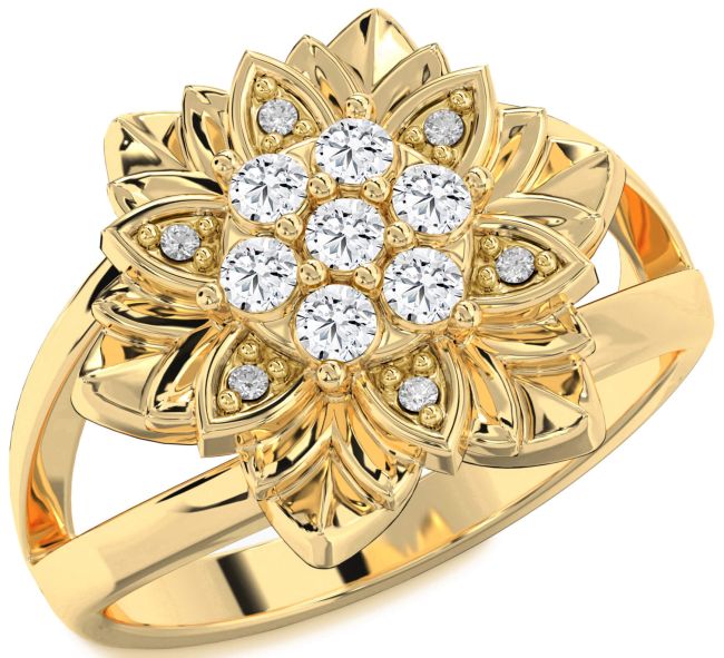 Diamond Gold Flower Ring