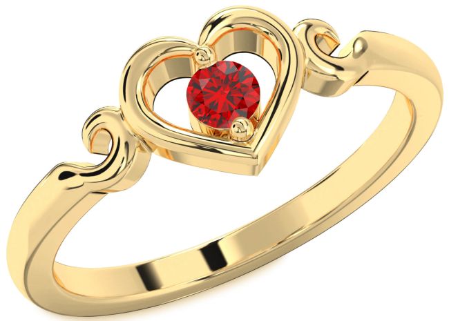 Ruby Gold Silver Heart Promise Ring