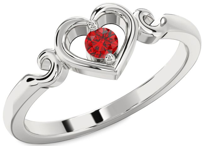 Ruby Platinum Heart Promise Ring