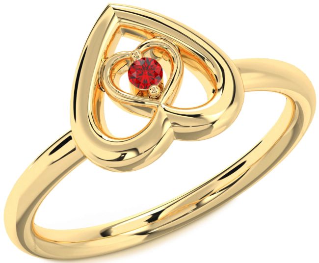 Ruby Gold Silver Heart Promise Ring
