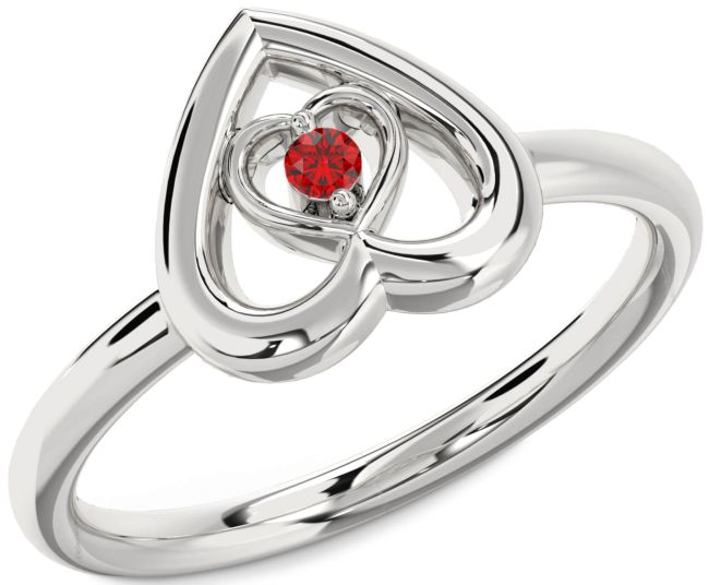 Ruby Platinum Heart Promise Ring